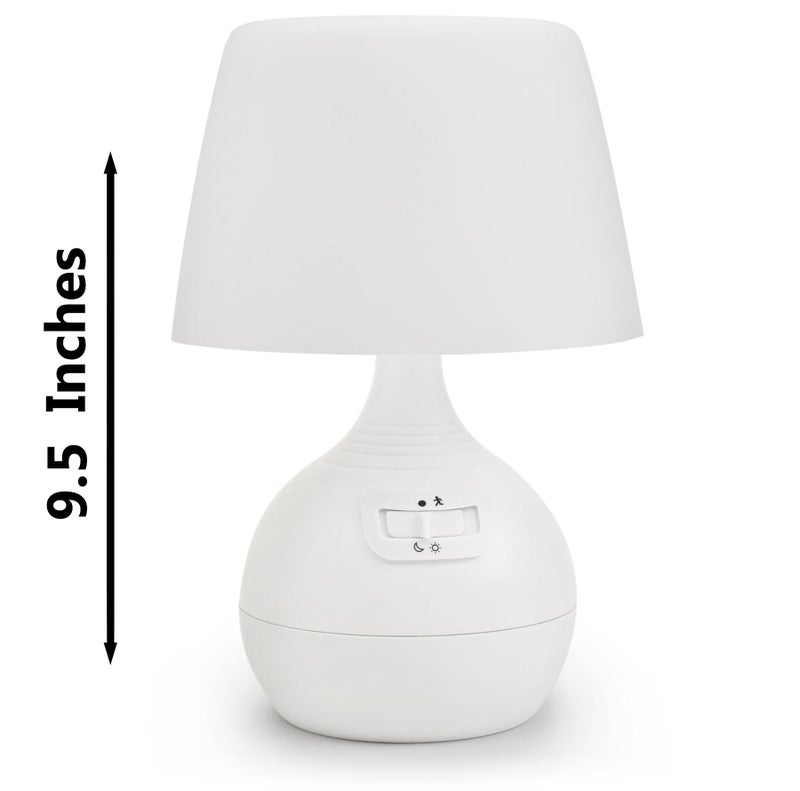 Ivation 12-LED Battery Operated Motion Sensing Table Lamp - Dual Color Range - Available Settings Include Manual & Automatic Motion & Light Sensing, White - Image 2